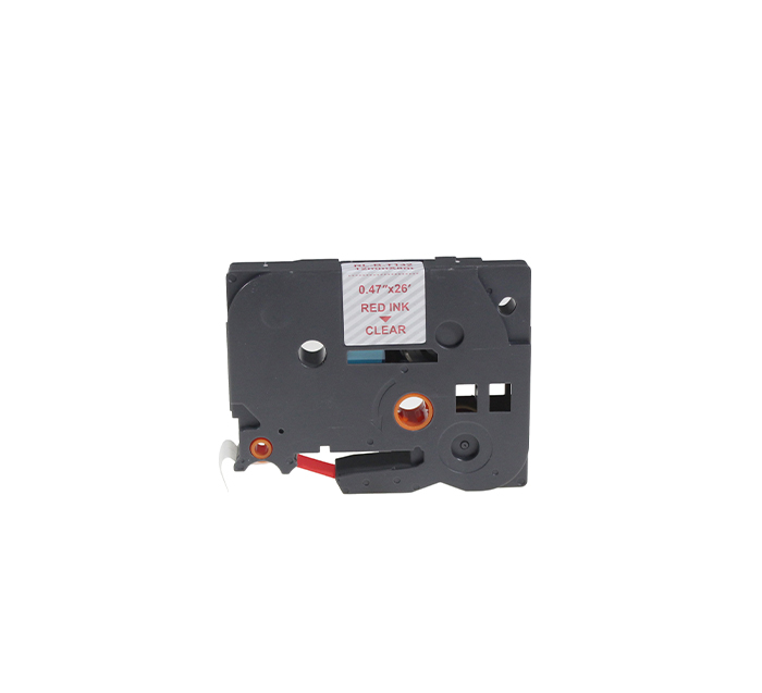12654__29251 PRINTPEN BROTHER P-Touch TZE-132 SEFFAF ETIKETE KIRMIZI (12mm x 8m) - Görsel 1