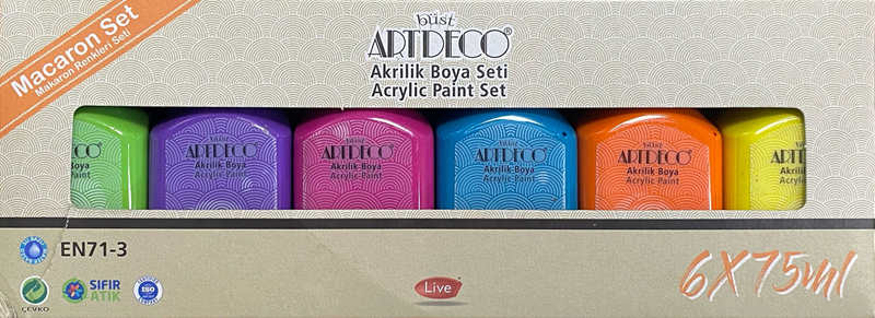 127149 Artdeco Akrilik Boya Seti 6x75 Ml Makaron Renkler Y-070ı-as7 - Görsel 1