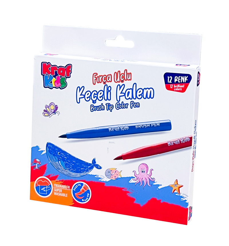 152327 Kraf Kıds Keçeli Kalem Fırça Uçlu 12 Li 295 - Görsel 1