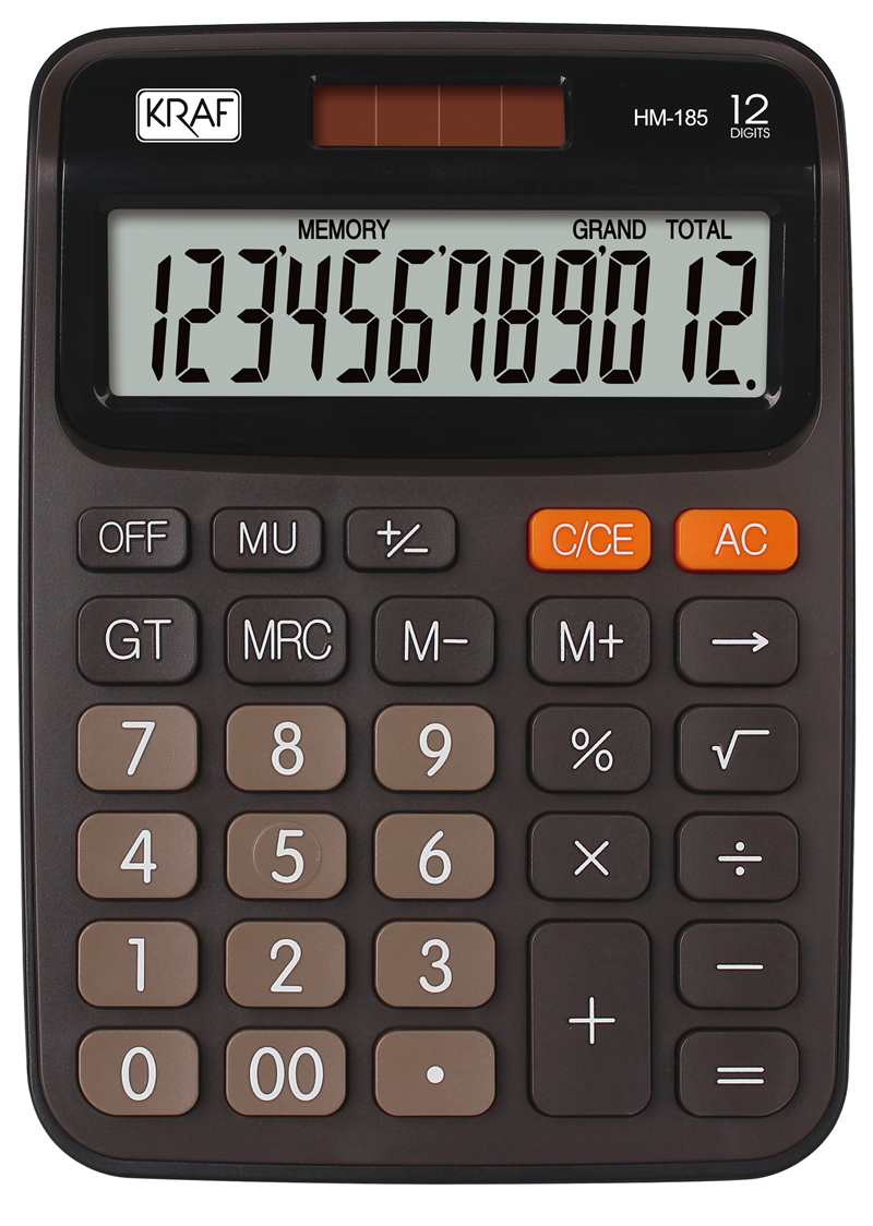 154307 Kraf Hesap Makinesi Masaüstü 12 Hane Hm-185 Bn Kahverengi - Görsel 1