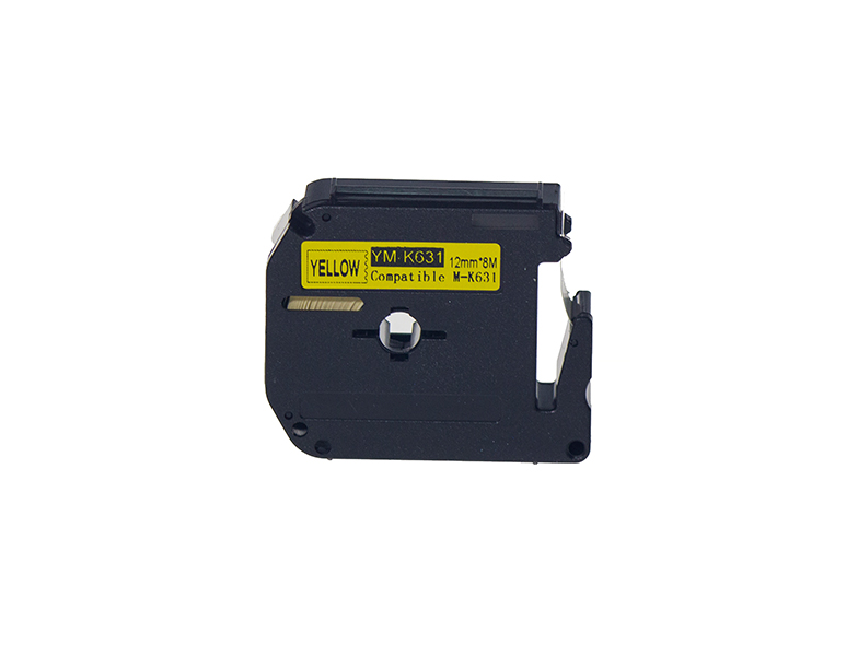 17243__27366 PRINTPEN BROTHER P-Touch M12-K631 M-TAPE SARI KAGIT ETIKETE SIYAH (12mm x 8m) - Görsel 1