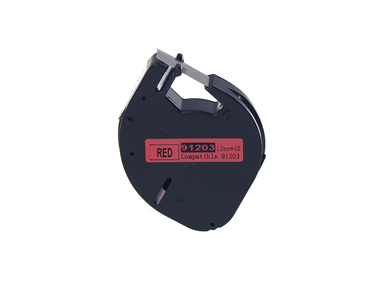 17281__27398 PRINTPEN DYMO LetraTag 59424 PLASTÝK KIRMIZI ETÝKETE SÝYAH (S0721630) (12mm x 4m) - Görsel 1