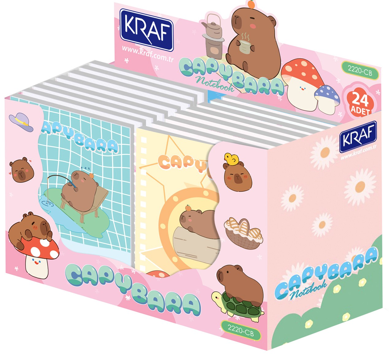 201396 Kraf Bloknot + Index (pp) + Yapışkanlı Not Kağıdı Set Capybara 2220cb - Görsel 1