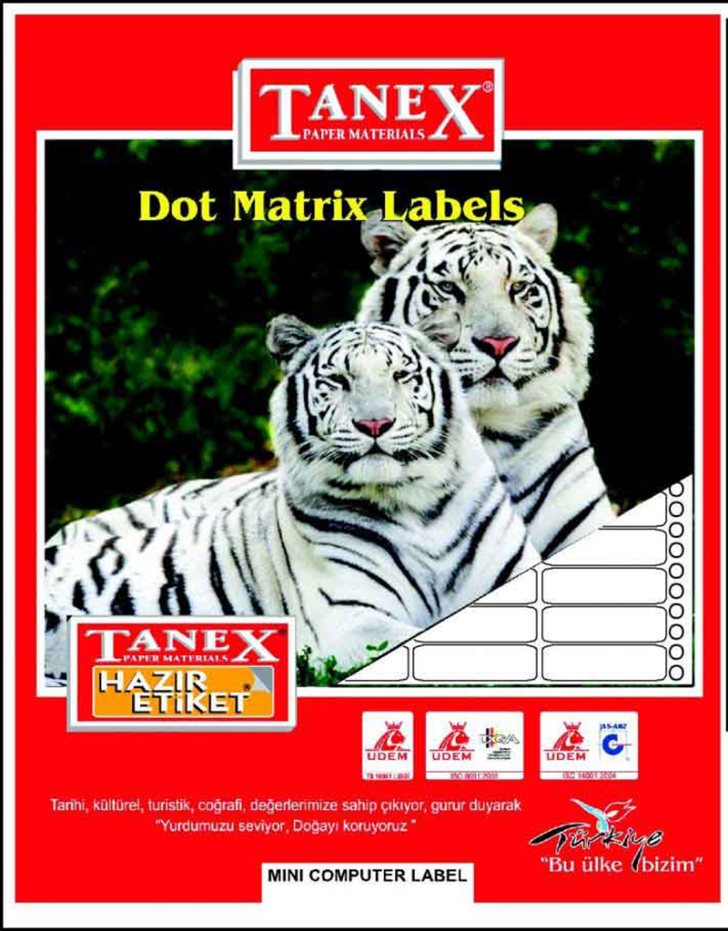 2633 Tanex Bilgisayar Etiketi Tw-0011 20 X 55 Mm 3 Lü - Görsel 1