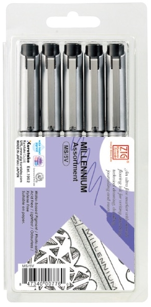 26504 Zıg Çizim Kalemi Mıllenıum Siyah Ms/5v 5 Li - Görsel 1