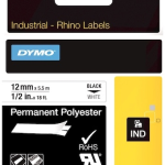 Dymo Şerit Rhinopro 12mm X 5.5mt Beyaz/siyah 18483
