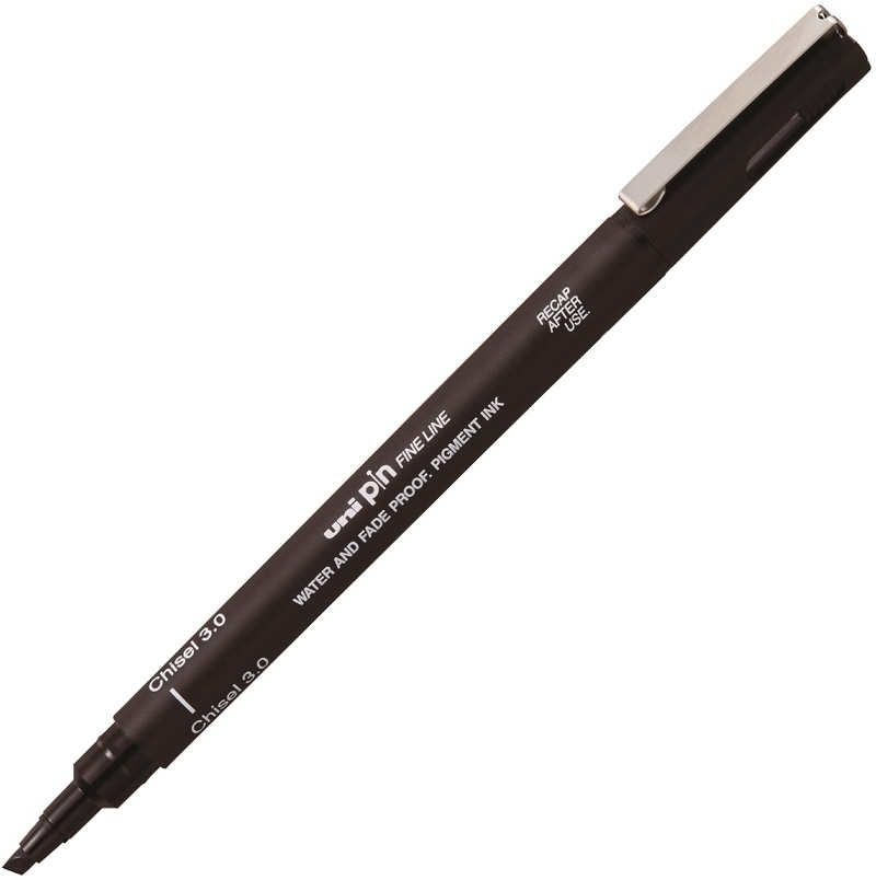 73051 Uni Drawıng Pen Kesik Uç Pıncs3-200 3.0 Siyah - Görsel 1