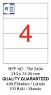 Tanex Laser Etiket Tw-2404 210 X 74.25 Mm ( 4 ) 100 Lü - Görsel 2
