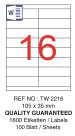 Tanex Laser Etiket Tw-2216 105 X 35 Mm ( 16 ) 100 Lü - Görsel 2