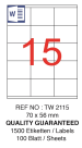 Tanex Laser Etiket Tw-2115 70 X 56 Mm ( 15 ) 100 Lü - Görsel 2