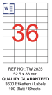 Tanex Laser Etiket Tw-2035 52.5 X 33 Mm ( 36 ) 100 Lü - Görsel 2