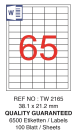 Tanex Laser Etiket Tw-2165 38.1 X 21.2 Mm ( 65 ) 100 Lü - Görsel 2