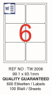 Tanex Laser Etiket Tw-2006 99.1 X 93.1 Mm ( 6 ) 100 Lü - Görsel 2