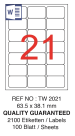 Tanex Laser Etiket Tw-2021 63.5 X 38.1 Mm ( 21 ) 100 Lü - Görsel 2