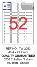 Tanex Laser Etiket Tw-2052 46.4 X 21.2 Mm ( 52 ) 100 Lü - Görsel 2