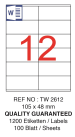 Tanex Laser Etiket Tw-2612 105 X 48 Mm ( 12 ) 100 Lü - Görsel 2