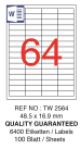 Tanex Laser Etiket Tw-2564 48.5 X 16.9 Mm ( 64 ) 100 Lü - Görsel 2