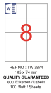 Tanex Laser Etiket Tw-2374 105 X 74 Mm ( 8 ) 100 Lü - Görsel 2