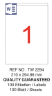 Tanex Laser Etiket Tw-2294 210 X 294.86 Mm ( 1 ) 100 Lü - Görsel 2