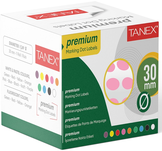 99769 Tanex Nokta Etiketi 30 Mm 2000 Li Pembe Tekli Kutu - Görsel 1